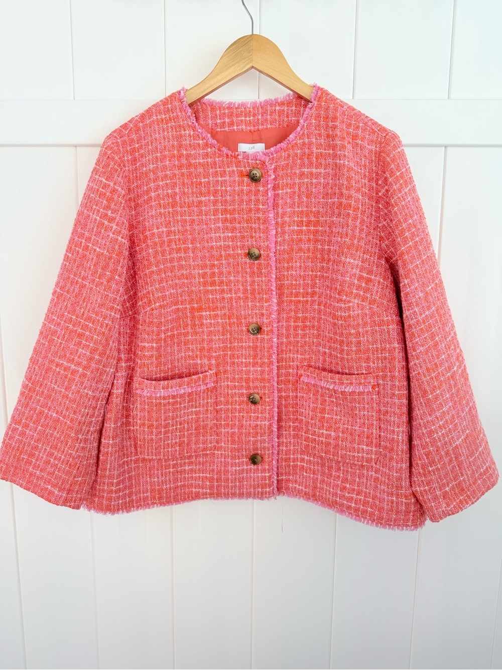 J. Jill Pink Tweed Boxy Blazer